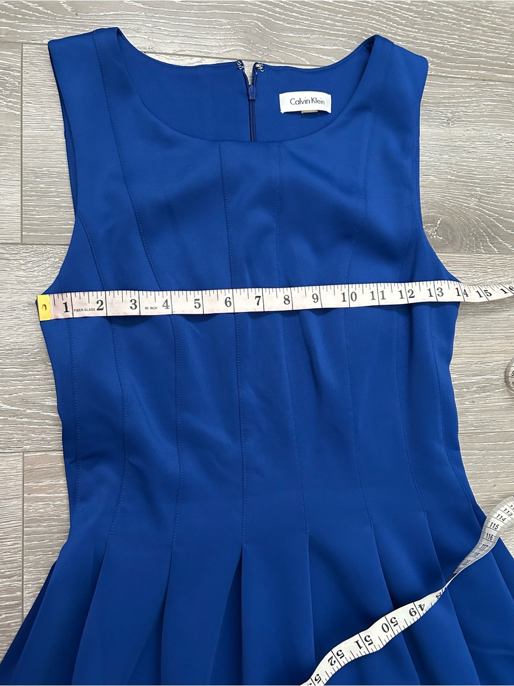 Calvin Klein Sleeveless Fit-and-Flare Cobalt Blue Midi Dress - Picture 7 of 10